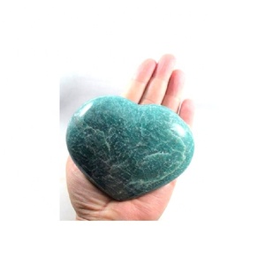 Guérison Harmonie Amazonite Puffy Heart Crystal Artisan Gemme polie pour l'amour Méditation Collection de décoration d'espace paisible - Product Image 1