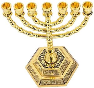 Bougeoir religieux Menorah en laiton brillant de haute qualité poli pour les occasions de Noël autres bougeoirs bocaux à bougies - Product Image 2