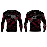 100% Polyester sur mesure de haute qualité Jiu Jitsu Rash Guard personnalisé à manches longues MMA Compression Rash Guard pour hommes bjj