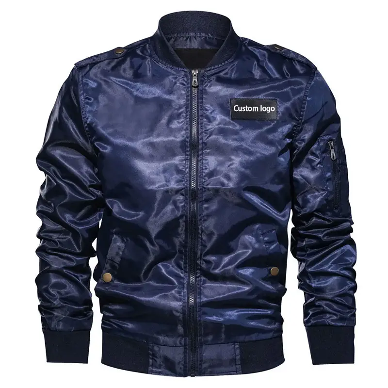 latest Trend Outdoor Autumn Winter New Custom Logo Satin Men's Lightweight Casual bomber jackets full sleeve