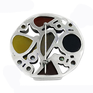 Noble Fashion Multi Stone Jewelry Silver Brooch - Product Image 2