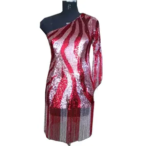 Đầm Handmade Đính Kim Sa Gợi Cảm Màu Đỏ Nóng Bỏng