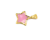 Pierre de calcédoine rose en forme d'étoile Bijoux plaqués or Meilleur cadeau pour Noël et le Nouvel An Pendentif en pierres précieuses