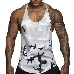 Débardeur de sport pour hommes personnalisé Fitness Stringer Gym Grande taille décontracté tricoté respirant coton uni broderie de musculation - Product Image 1