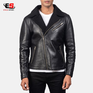 Chaqueta cálida de invierno personalizada para hombre con cuello de piel con cierre de cremallera Diseño informal de cuero teñido liso disponible en todos los tamaños - Product Image 3