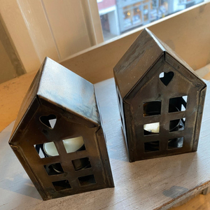 Vintage Christmas. Tea <b>Light</b> Holders, Metal House Night <b>Light</b> Candle - Rustic Decor Vintage Party & Xmas Table Decoration - Hygg - Product Image 2