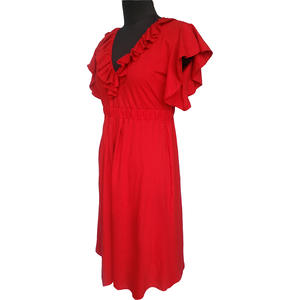 Vente directe exportateur bambou coton robe sans manches pour femmes enceintes rouge Floral maternité genou-longueur tenue décontracté 1 pièce - Product Image 3