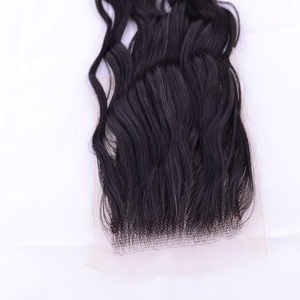 Usine non transformé brut vierge indien soyeux naturel vague Remy cheveux fermetures cuticule aligné Double dessiné paquet pour les femmes noires - Product Image 1