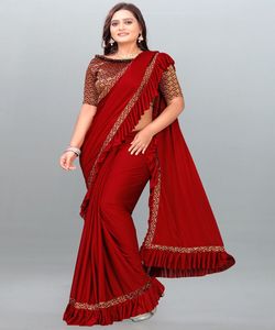 Sarees Silk Party Wear Indien Dernier Designer Femmes Porter Sari avec Blouse Japon Satin Crape Soie Tissus Doux Impression Numérique Sari Vêtement - Product Image 4