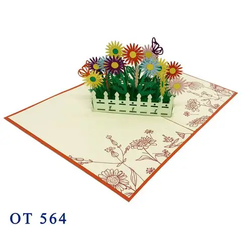 다채로운 나비 팝업 카드 3D 팝업 카드 종이 레이저 수제 꽃 선물 도매 Kirigami 베스트 셀러