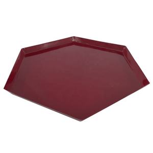 Fanciable Matt Berry Rose Couleur Fer Métal Forme Hexagonale Designer Assiette De Service Alimentaire pour restaurant Assiette Alimentaire - Product Image 1