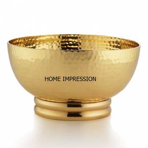 Tazón de fruta indio chapado en oro de metal con forma de barco ovalado de diseño de barco grande para exhibición al aire libre pieza antigua a precio razonable - Product Image 3