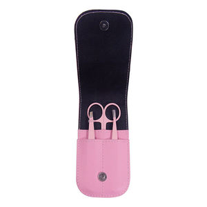 Lot de 3 pinces à sourcils en acier inoxydable rose avec ciseaux incurvés à pointe pointue et inclinée comprenant un étui de voyage - Product Image 2