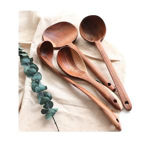 ช้อนตักข้าวเสิร์ฟทำจากไม้ขนาดกลางและสีไม้ส้อมสำหรับทำอาหาร - Product Image 2