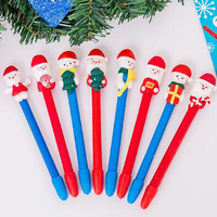 Stylo Bille Promotionnel Créatif XmasPen-016, Motif Père Noël et Bonhomme de Neige Mignon, Pointe 0,7 mm, en Plastique Rouge, 16,5 cm, Encre Noire