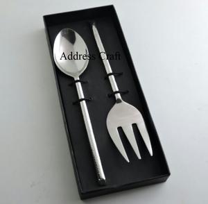 Ensemble de serveur de salade de haute qualité outils de salade multifonctionnels en acier inoxydable grande poignée cuillère de service ensemble de fourchette vaisselle en métal - Product Image 3