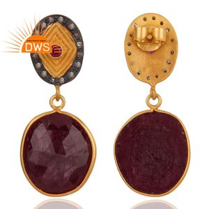 Boucles d'oreilles pendantes en pierre précieuse pour femme, ensemble de bijoux en argent 925, plaqué or 18k, vente en gros - Product Image 2