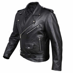 Chaqueta de cuero negro de piel de vaca genuina transpirable hecha a medida, chaqueta de motorista ajustada para hombre, motocicleta de invierno de talla grande - Product Image 3