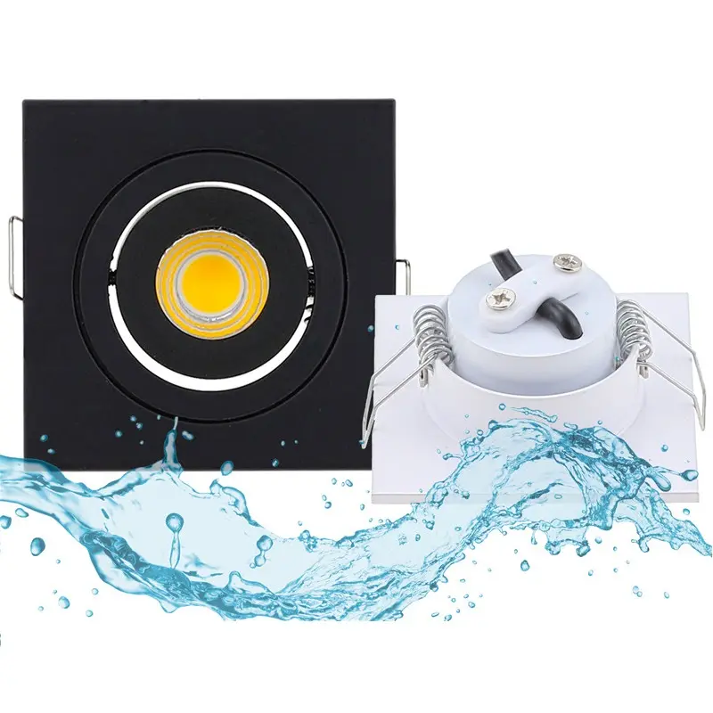 12v 220V 3w Mini Black Recessed COB IP65 Waterproof Water Proof Types LED Ceiling Spot Light Square Spotlight