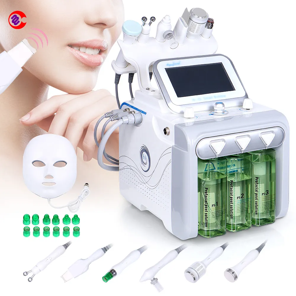 7 in 1 Salon Verwenden Sie Wasser Derma brasion Beauty Machine Multifunktions-Gesichts reinigung Ultraschall massage Face Lifting Device