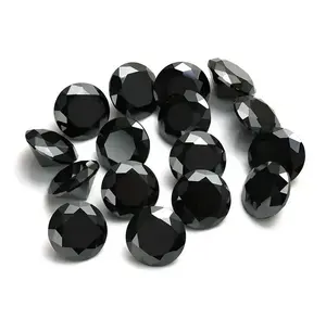 Loose Round Brilliant Cut Jet Black Moissanite Manufacturer From India , loose moissanite stone wholesale