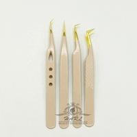 Pince à épiler professionnelle pour extensions de cils, couleur nude, avec logo personnalisé, vente en gros, kit de haute qualité, marque privée