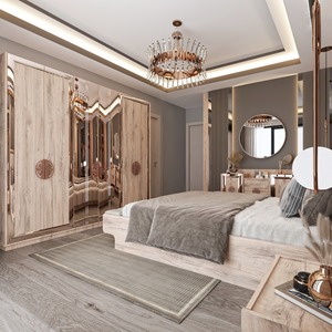 Juego de muebles de dormitorio de Hotel moderno de lujo de 5 estrellas, muebles de dormitorio de madera hechos a medida para apartamento y parque - Product Image 3