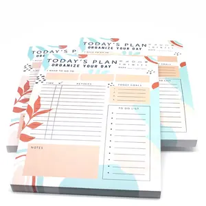 Hot selling wholesale A4 To-do list daily weekly planner rip off undated custom journal Pad print 100 easy tear pages