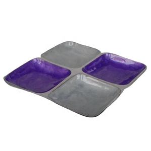 Bandeja de comida de aluminio fundido de cuatro compartimentos moderna de alta calidad, cuenco de Metal esmaltado seguro para alimentos pintado con los dedos - Product Image 1