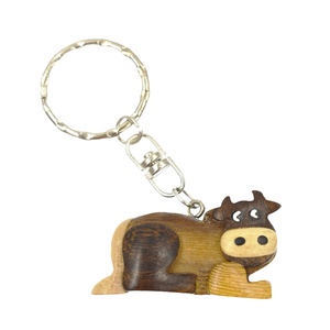 El mejor vendedor de madera <span class=keywords><strong>vaca</strong></span> talla clave cadena personalizada animal forma titular de la clave - Product Image 5