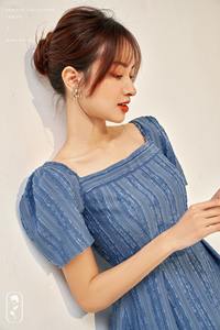 Robe de soirée Sexy pour femme, tenue à col carré, ajustée, évasée, manches courtes bouffantes, été, - Product Image 2