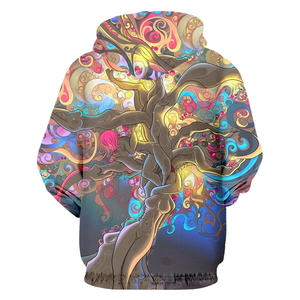 2021 de 3D de Streetwear árbol colorido con cremallera Sudadera con capucha Mens Hip Hop ropa al por mayor - Product Image 2