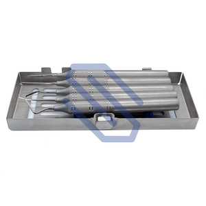 Kit périotome flexible pour implants dentaires manuels avec vis d'extraction de racines droites incurvées Plateau de périotome flexible en acier inoxydable - Product Image 2