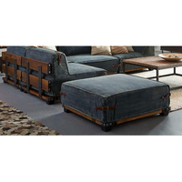Conjunto de Sofá Seccional en Forma de L Levi Denim |   Sofá Esquinero con Estructura de Madera Industrial |   Apartamento Modular Hecho a Mano Estilo Loft Vintage