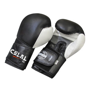 Guantes de Boxeo de Cuero Blanco y Negro de 16 oz Hechos a Medida, Forro Moldeado por Inyección de Alta Densidad, Grado Profesional para Muay Thai - Product Image 1