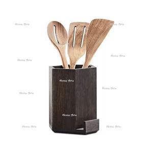 Porte-couverts en bois au design unique avec une qualité exclusive, couleur marron, ustensiles de cuisine, porte-couverts par Home Arts - Product Image 6