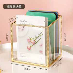 Station de rangement de maquillage de luxe, support de bureau en métal doré acrylique - Product Image 5