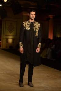 Dazzling-Indo-Western Designer Sherwani Kurta Pant Dress Beautiful-Zardozi Bordado Tallas grandes Transpirable para fiestas Bodas - Product Image 2