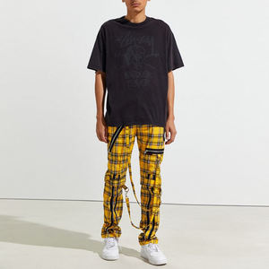 Pantalon de jogging pour hommes, personnalisé, survêtement Cargo, empilé, Hip Hop, à carreaux, sangle avec fermeture éclair, vichy, Hipster, été, 2021 - Product Image 4