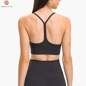Sexy Hollow <b>Back</b> Wide Hem High <b>Support</b> Crisscross Straps U-Neck Spandex/Polyester Gym Fitness Yoga Sports Bra Solid Color Custom - Product Image 2