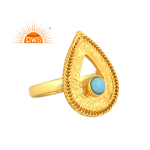 แหวนพลอยเทอร์ควอยซ์ธรรมชาติชุบทอง18K จาก925 - Product Image 1