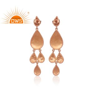 Boucles d'oreilles pendantes en argent Sterling 925, bijou fait de pierres précieuses couleur Rose, zircon naturel, fabrication de bijoux - Product Image 4