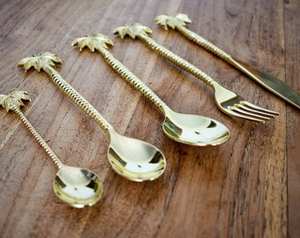 Cuillère en laiton pour le café, cuillère à thé avec design de poignée papillon, pièce et 2 cuillères en laiton doré différentes à bas prix - Product Image 6