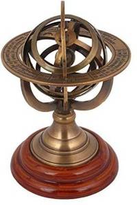 Esfera de armillario de METAL y Latón chapado en níquel, acabado de hierro fundido marrón, esfera de flecha, decoración de esfera solar - Product Image 4