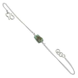 Beautiful 925 <b>Solid</b> Sterling <b>Silver</b> Natural Green Apatite Gemstone Rough <b>Bracelet</b> Beaded Gemstone Jewelry ODM OEM Supplier - Product Image 1