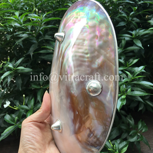 Assiette de perles ROSES incrustées de NICKEL LUXUEUX, assiette de nacre, ensemble de service de caviar design de luxe - Product Image 2