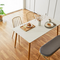 Table à manger moderne en acier inoxydable doré de luxe, très populaire, pour cuisine et salle à manger, hauteur réglable, finition thermolaquée