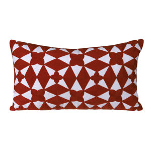 Almohada Lumbar Geométrica Moderna al Mejor Precio, Rectangular Roja y Blanca, Lavable, Decorativa, con Diseño Textil Cosido - Product Image 1