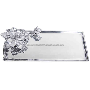 Nueva bandeja decorativa chapada en plata con asa diseñada para vajilla y decoración de lujo - Product Image 5