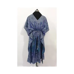 Best Selling Alta Qualidade Seda Poliéster Tecido Misto Kaftan Kimono Robe com cintura ajustável e V-neck Design para meninas